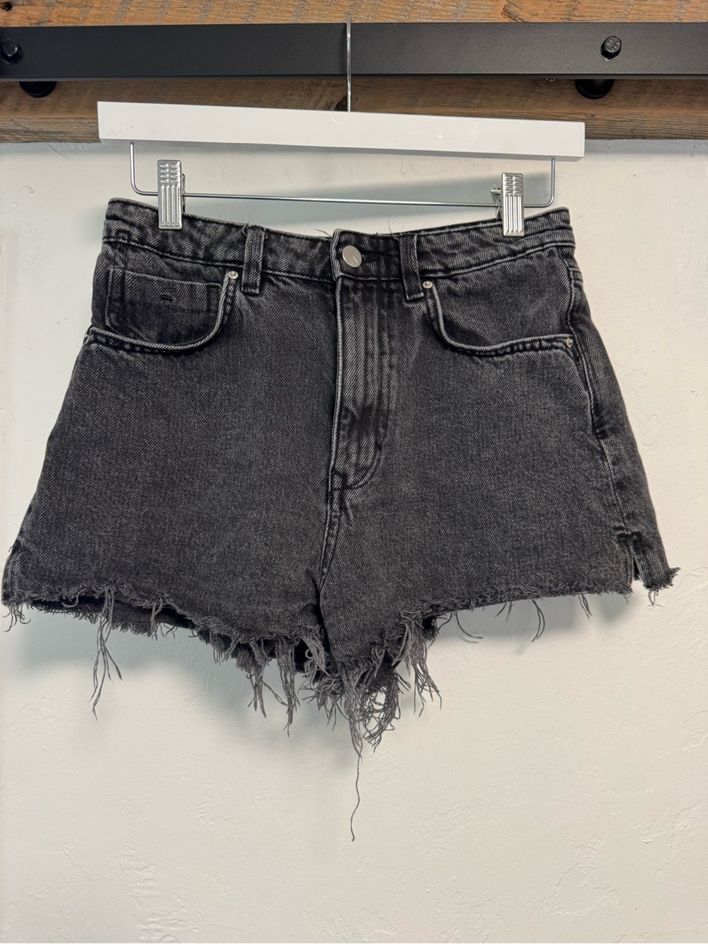 Zara High-Rise Black Denim Cutoff Shorts - Distressed Hem